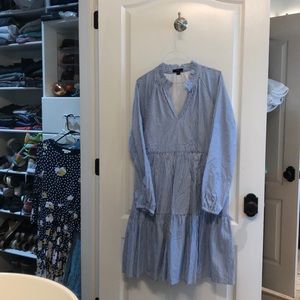 J. Crew Striped Cotton Poplin Dress (M-tall)